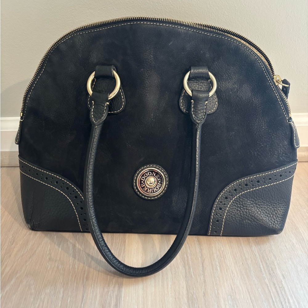 Dooney & Bourke Black Satchel with Gold Accents